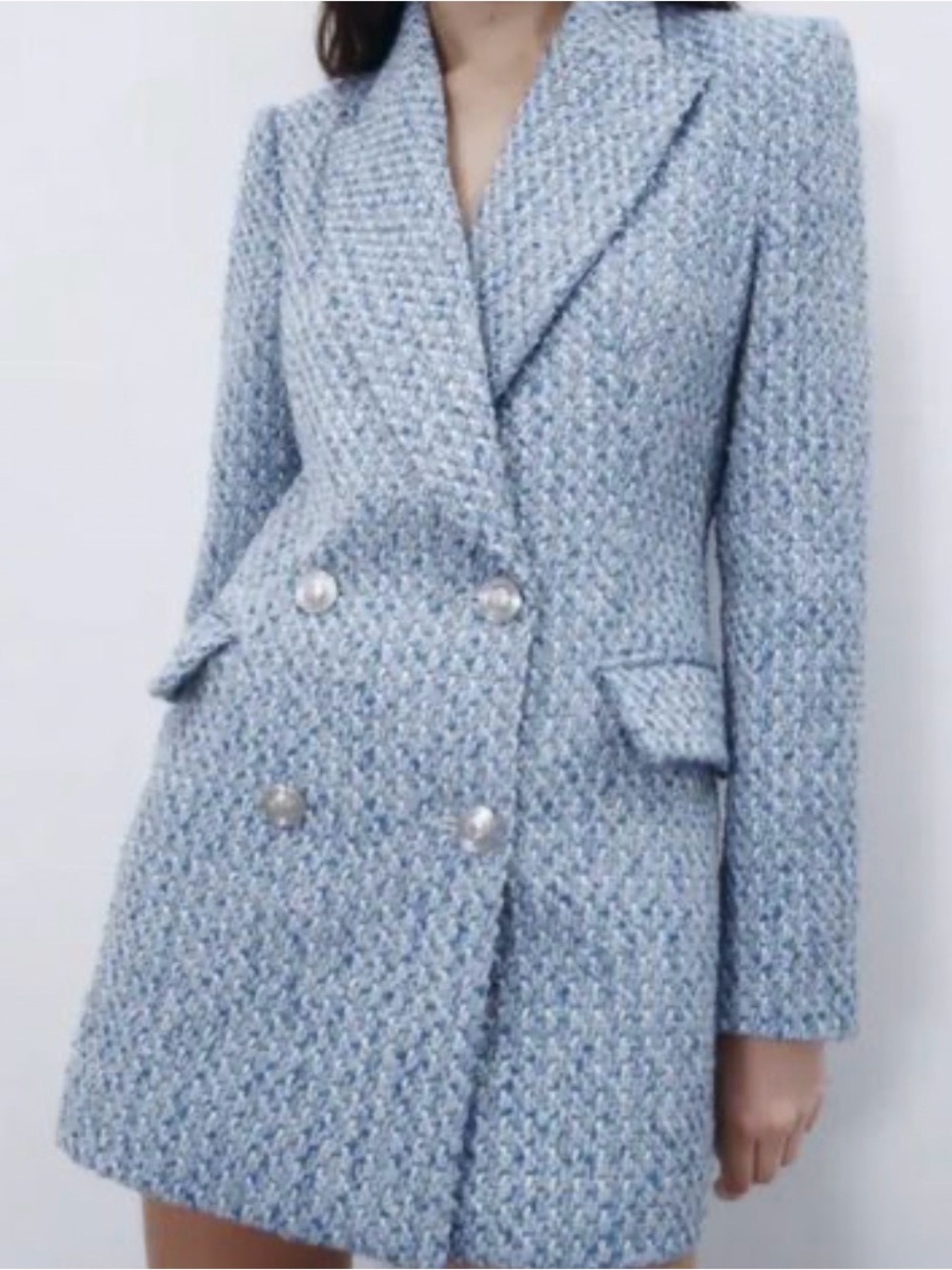 Blue Boucle Tweed Blazer